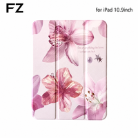 Étui pour tablette rose girly imprimé pour iPad 10e génération, motif floral mignon, housse de protection avec cristaux brillants pour enfants et filles