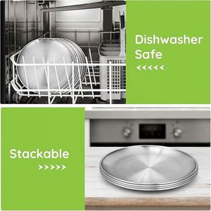 Assiette de service empilable en acier inoxydable 304 sans BPA, durable et réutilisable, 8 pouces, avec logo personnalisé pour enfants - Product Image 3