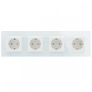 Factory Hotel Series Double/Single/Triple/Fourth/Fifth EU/Germany Tempered Glass Wall Socket Outlet