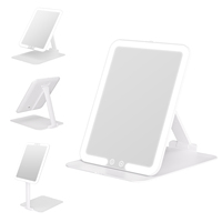 Miroir de maquillage LED pliable avec interrupteur, angle réglable, HD, clair, portable, miroir de beauté de table