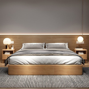 Base de lit abordable pour hôtel 3 étoiles, sur mesure, taille Queen/King, en bois, plateforme Tatami à plancher bas, pour ensembles de chambre d'hôtel - Product Image 3
