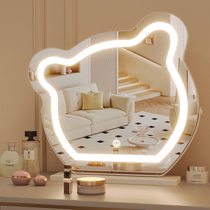 Espejo de maquillaje giratorio montado en Escritorio de osito famoso en Internet, espejo de mesa de tocador de iluminación de lujo - Product Image 3