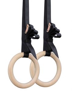 Wooden Muscle Training <b>Ring</b> for Fitness Gym Exercise Gymnastic Pull Ups with Buckle Straps Suspension Trainers - Product Image 1