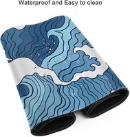 Tapis de souris de jeu étendu japonais bleu blanc vague grande taille étanche Anime Design bords cousus tapis de bureau en Stock