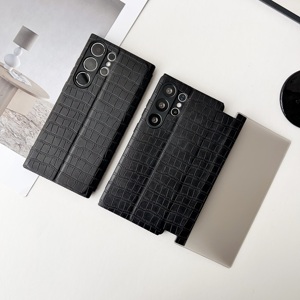 Étui portefeuille noir classique pour <span class=keywords><strong>Samsung</strong></span>, protection intégrale antichoc avec protection d'objectif surélevée, coque de luxe légère - Product Image 4