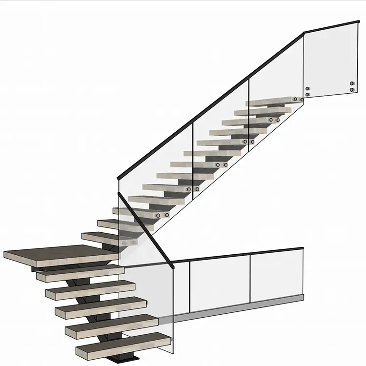 लकड़ी आंतरिक सीढ़ी आपूर्तिकर्ता आधुनिक आंतरिक पूर्वनिर्मित सीढ़ियों के साथ खुले सीढ़ियों डिजाइन कांच रेलिंग