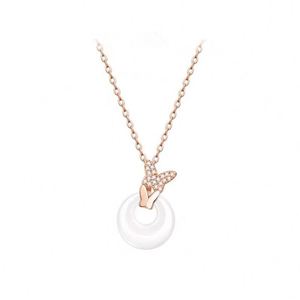 Collar con Colgante de Mariposa de Estilo Chino con Cierre de Seguridad, Colgante de Zirconia, Imitación de Jade, Cadena para Clavícula, para Mujer - Product Image 4