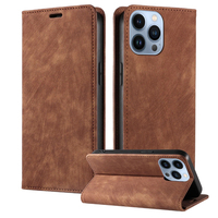 Dompet Kulit PU untuk iPhone 13/13 Pro/13 Mini/13 Pro Max dengan Tempat Kartu & Penyangga, Grosir Sarung Ponsel Bisnis