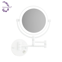 Miroir de maquillage rond blanc grossissant salle de bain miroir mural salle de bain avec lumière LED