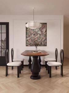 Mesa de comedor de madera maciza para el hogar, mesa de negociación de Península ovalada de oficina moderna, muebles para el hogar, juego de comedor - Product Image 6