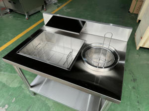 Mesa de Empanado Manual para Pollo KFC, Acero Inoxidable, Venta Directa de Fábrica, para Uso en Panadería, Mesa de Trabajo para Comida Rápida - Product Image 4
