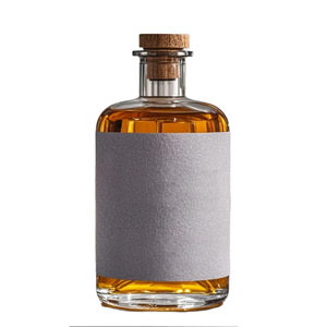 Garrafa de Licor de Vidro Flint Personalizada com Tampa de Cortiça 750ml Fundo Puntado Impressão em Tela Fosca Hot Stamping Gravação Premium Whisky Vodka - Product Image 1