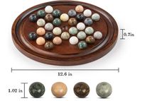 Jeu de solitaire de luxe personnalisé, plateau en bois massif, 32 billes en marbre naturel, jeu de stratégie pour un seul joueur, jeu de solitaire intelligent