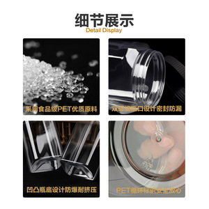 Transparent Square Pet <b>Plastic</b> Bottles Screw Cap Food Grade Airtight Jars 30-1000Ml <b>General</b> Packaging - Product Image 2