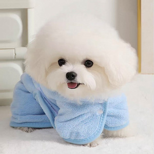 Pet Bathrobe Coral Fleece <b>Light</b> Blue Soft Quick Dry For Dogs Cats Extra Large - Product Image 4