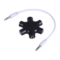 Harga pabrik Stereo 3.5mm Earphone Audio Splitter 6 Female Adapter 5 cara musik Sharer Aux Output konektor Headset ekstensi