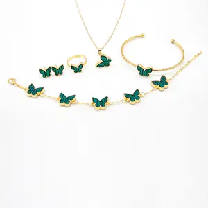 Penjualan Laris Gelang Kupu-kupu Kalung Anting Cincin Set Lima Potong Perhiasan untuk Wanita