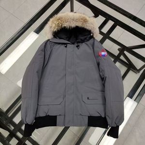 Giacca Invernale da <span class=keywords><strong>Uomo</strong></span> Impermeabile Taglie Forti in Tela Lavata con Cappuccio in Pelliccia di Coyote, <span class=keywords><strong>Piumino</strong></span> <span class=keywords><strong>Bomber</strong></span> Casual - Product Image 2