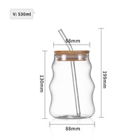 Lot de 4 verres en verre borosilicate de haute qualité, faits à la main, pour café glacé, canettes de bière, avec couvercle et paille
