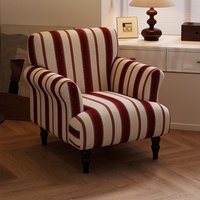Französischer Retro-Holzsofa-Sessel Gepolsterter Akzent-Armlehnstuhl für Apartments, Villen, Hotels und Fotografieprojekte