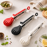 Pinces de service en silicone auto-reposantes avec support triangulaire, pinces de comptoir pour salades, pâtes et ustensiles de cuisson