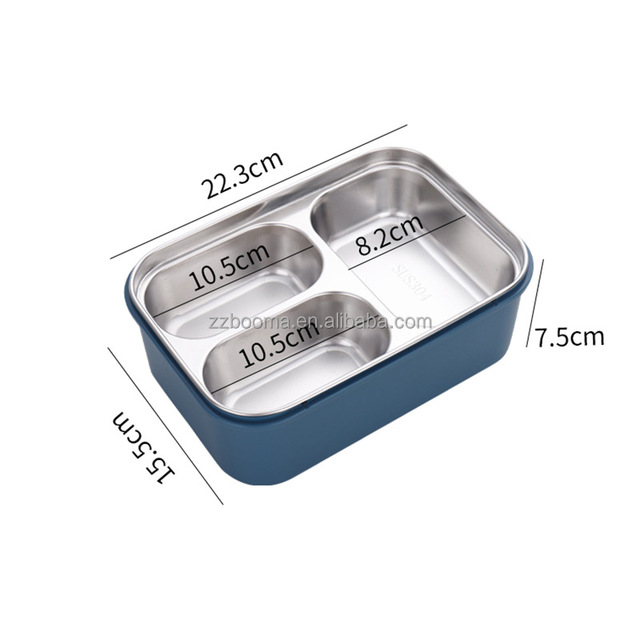 Stackable BPA Free Food Container with 3 Lattices and Fork Spoon Stainless Steel Self Heating Bento Lunch Box