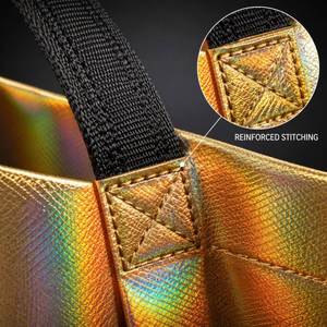 Bolsa de Mano Dorada de Tela No Tejida, Bolsa de Compras Laminada con Logotipo Personalizado para Regalos y Venta al por Menor - Product Image 4