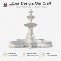 Fontaine de jardin de luxe en marbre à trois niveaux avec lions, Caryatides et bassin festonné – Fontaine d'eau extérieure pour hôtels et villas – Vente en gros, personnalisation OEM