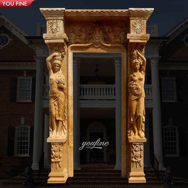 Роскошная мраморная дверь для виллы с фигуркой