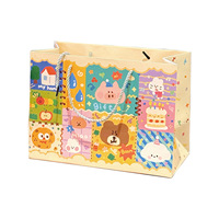 Sacs fourre-tout mignons à motifs d'animaux, sacs en papier à motif de gâteau d'anniversaire de dessin animé pour l'emballage de cadeaux de fêtes