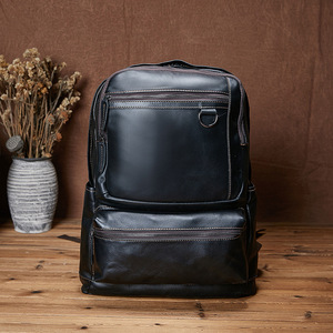 From My Home Genuine Leather <b>Backpack</b> Black 16-Inch Laptop Capacity Business Travel Casual Men's <b>Backpack</b> - Product Image 3
