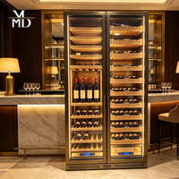 Armoire à vin en bois personnalisable OEM à deux zones, vitrine de présentation sur mesure pour cigares avec portes en verre trempé