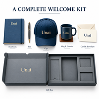 Ensemble cadeau d'entreprise avec logo personnalisé, kit de bienvenue pour les employés, comprenant un carnet, une tasse, une casquette et un stylo dans un coffret cadeau haut de gamme