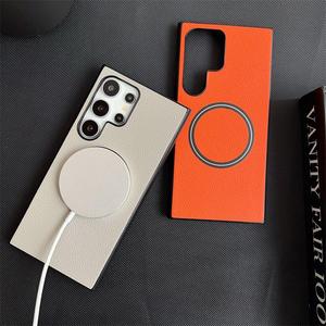 Coque arrière magnétique de luxe en cuir PU pour Samsung <span class=keywords><strong>Galaxy</strong></span> S25 S24 S23 <span class=keywords><strong>S22</strong></span> S21 Ultra S24 + Plus S23 FE Couverture de charge sans fil - Product Image 2