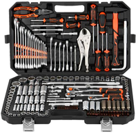 Ensemble d'outils de réparation automobile de 202 pièces, kit d'outils combinés de clés à douilles pour mécaniciens professionnels avec étui en plastique soufflé