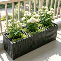 Jardinière à 3 compartiments en rotin avec pot intérieur amovible, bac de culture pour légumes de balcon, pot de fleurs pour jardin extérieur