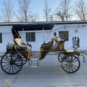 Calèche royale électrique vintage à 4 roues, ornement noir et or, style européen, véhicule de mariage et de tourisme - Product Image 6