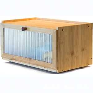 กล่องเก็บขนมปังไม้ไผ่ สีไม้ธรรมชาติ ฝาเปิด-ปิด ใช้ในครัวบนโต๊ะ - Product Image 1