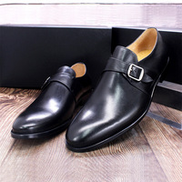 Chaussures habillées pour hommes en cuir véritable faites à la main 1800-V74, à enfiler, à boucle simple, style Oxford, pour affaires et mariages