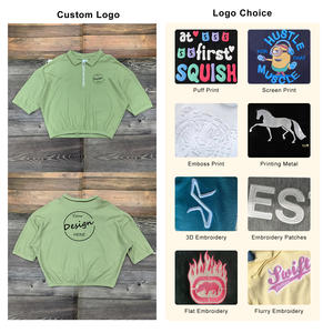 Venta al por mayor logotipo personalizado bordado Waffle Polo cuello liso en blanco hombres media cremallera 250GSM camiseta de gimnasio de gran tamaño - Product Image 2