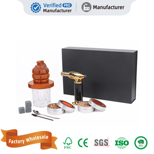Set de Regalo de Lujo para Whisky: Ahumador con Forma de <span class=keywords><strong>Granada</strong></span>, Cabezal de Madera con Antorcha, Virutas de Madera y Piedras de Whisky para Beber - Product Image 1