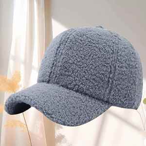 Lamb Wool <b>for</b> Women <b>Men</b> Solid Color Furry Hats Sports Hat <b>Winter</b> Warm Faux Shearling Baseball <b>Cap</b> - Product Image 4