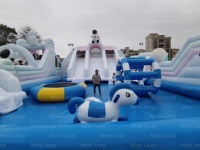 Parc d'attractions New Leap Space Underwater World, château gonflable blanc avec toboggan combiné, parcours d'obstacles Yuedong