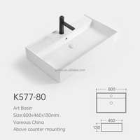 Lavabo rectangulaire en céramique multi-spécifications, haute température, haute qualité, lavabo de salle de bain à poser