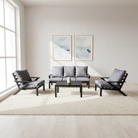 Ensemble de canapés d'extérieur en aluminium en forme de L moderne pour appartement, villa, salon, hôtel ou hall - Écologique, durable et lavable