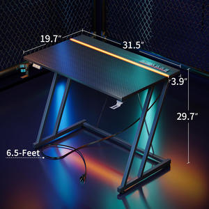 2024 gran oferta EE. UU. nuevo moderno ajustable en forma de L Escritorio de juegos luces Led ordenador <span class=keywords><strong>Pc</strong></span> <span class=keywords><strong>Gamer</strong></span> mesa de juegos escritorio moderno negro - Product Image 6