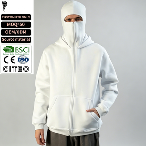 Sweat à capuche balaclava surdimensionné en molleton de coton unisexe personnalisé pour le streetwear – Fabricant - Product Image 1