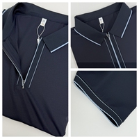 Polo d'été haut de gamme pour homme en soie glacée et nylon élasthanne, à manches courtes, avec col rabattable et fermeture éclair