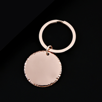 Porte-clés circulaire texturé à bords ondulés Ywyougang, en acier inoxydable, disque rond vierge, gravure laser personnalisée