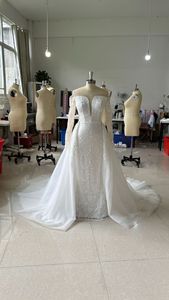 AL1778 2024 Robes de mariée Robe de mariée Robe de mariage pas cher Robe Mariage Pour <span class=keywords><strong>Les</strong></span> Femmes Élégant 2 en 1 Luxe Princesse Femmes Robes de mariée - Product Image 3